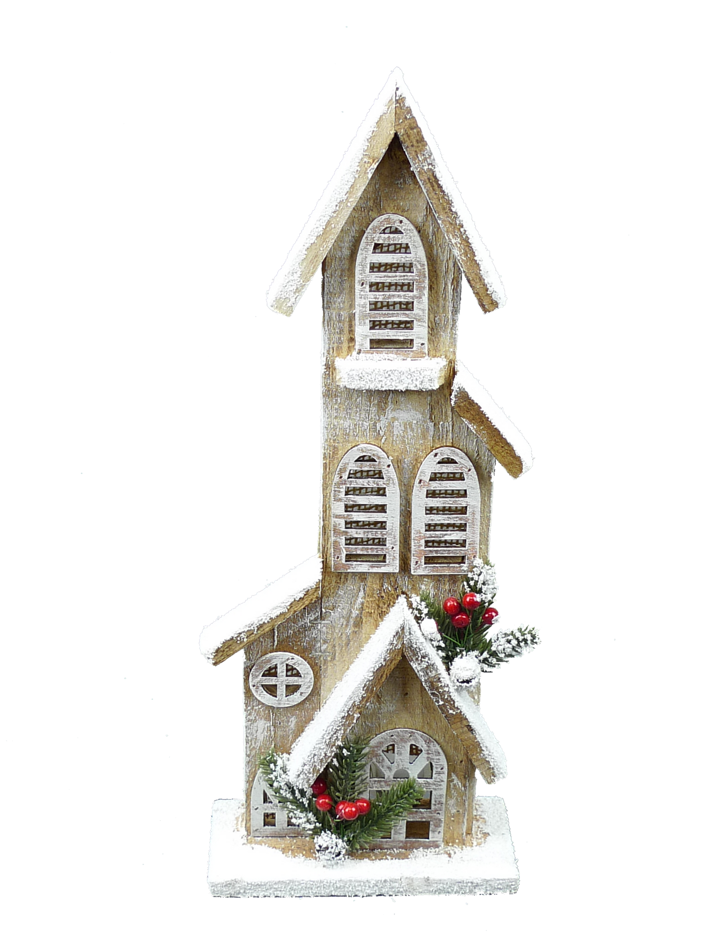 16In Wooden House 5 Led Lights-Brown-84013BN