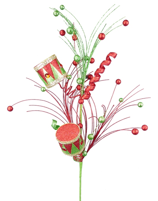 Drum Curly Spray x 2 H32-Red/Green/Gold-84206RDGNGD