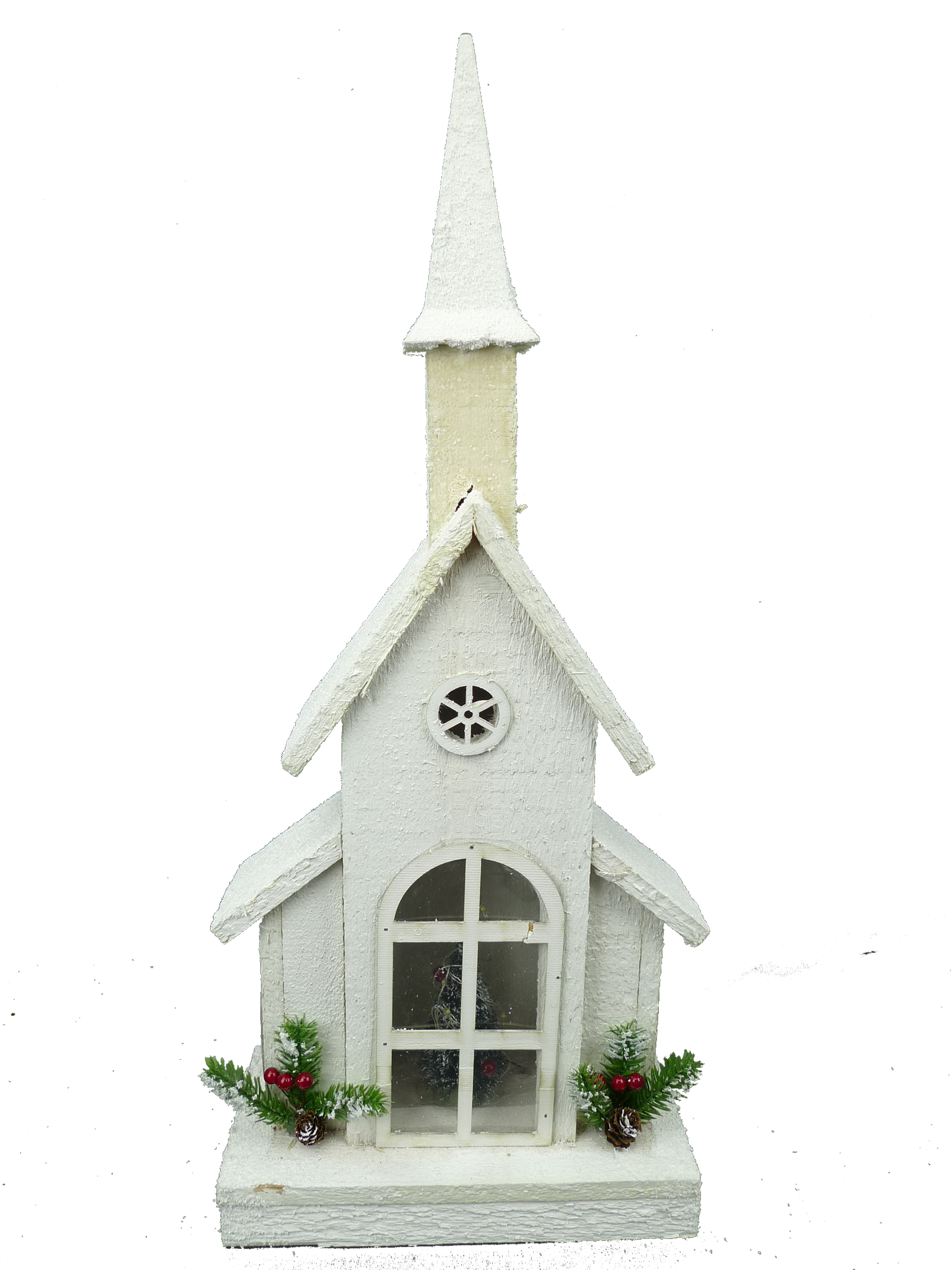 Wooden House With Revolve Green Tree 10 LED Micro Lights 22X9.5X4.25 - 84425WT