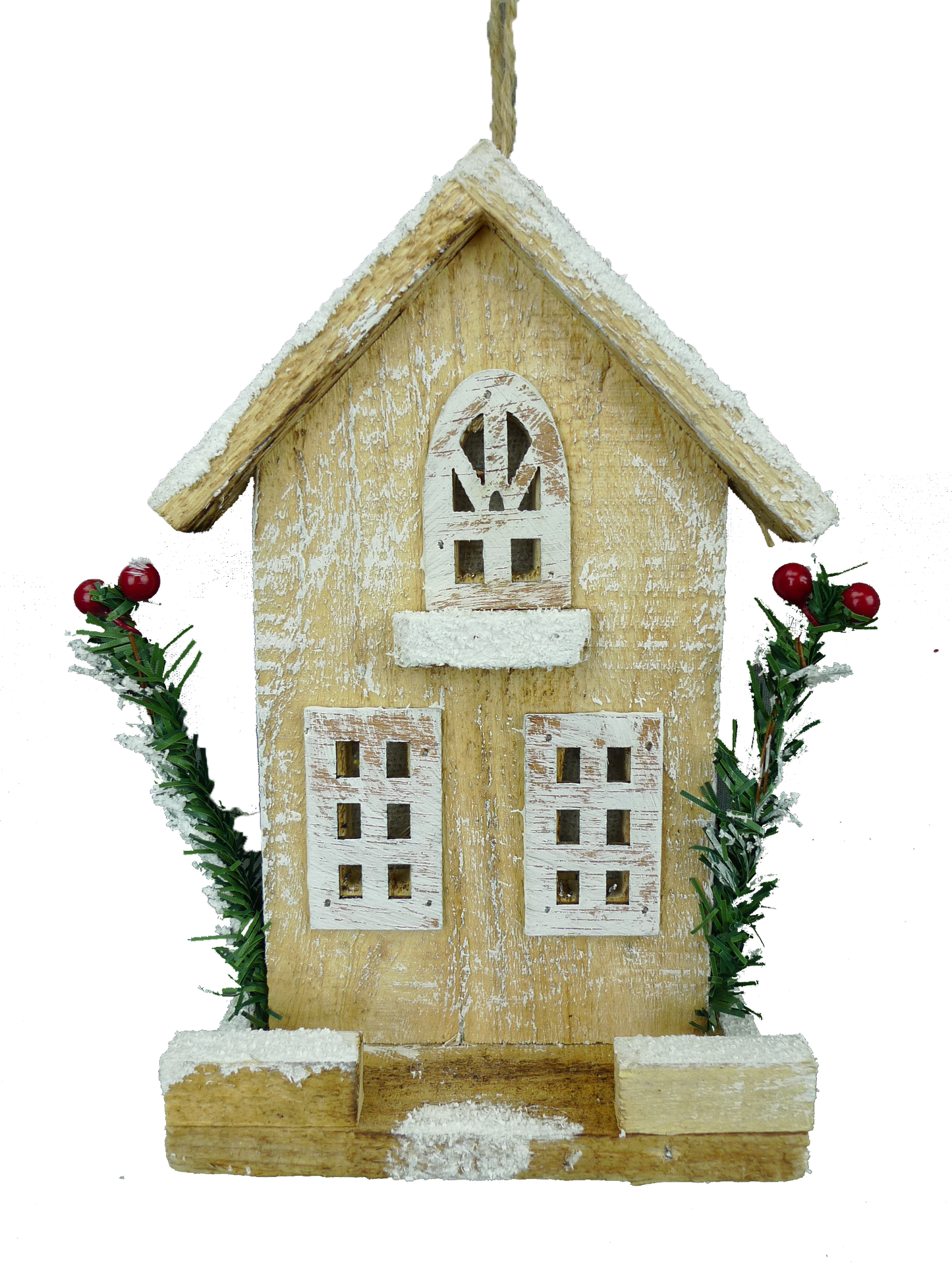 Wooden House Ornament 5 Button Lamp 8X2.5X5 - 84428BN
