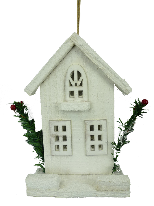 Wooden House Ornament 5 Button Lamp 8X2.5X5 - 84428WT