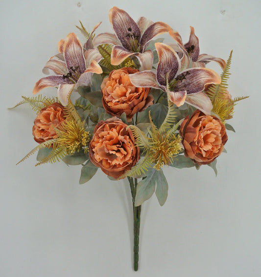 23 IN PEONY TIGER LILY BUSH X 15 - 84565-BRN
