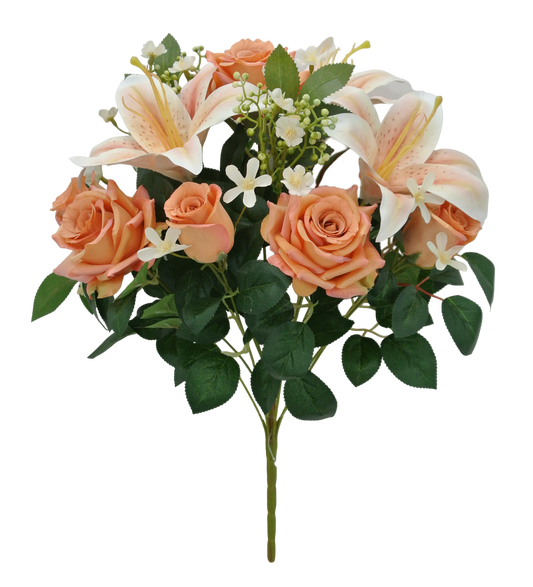 18 IN SALMON ROSE TIGER LILY BUSH X 12 - 84693-SALMON