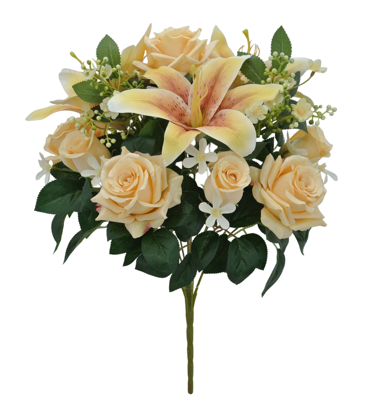 18 IN YELLOW ROSE TIGER LILY BUSH X 12 - 84693-YEL