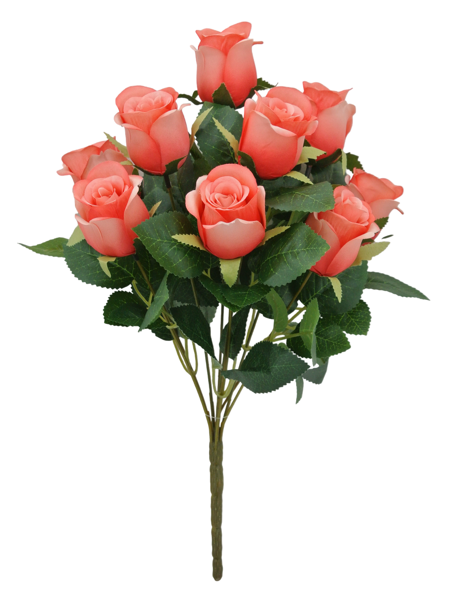 17 IN ROSE BUD BUSH X 9 -84885-CORAL