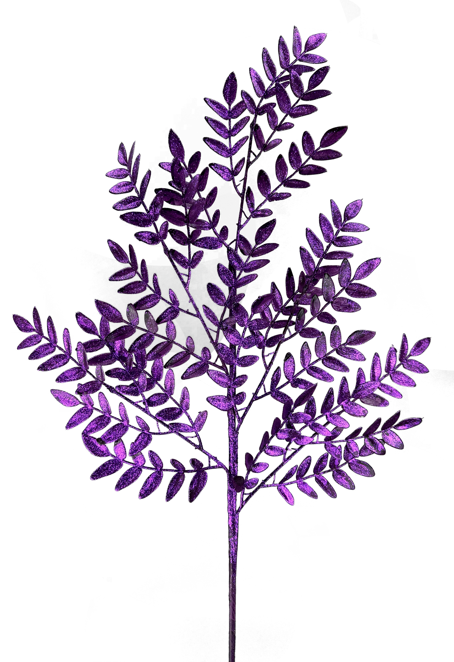 Purple Glitter Fern Spray x 5 H28 - 86009PU