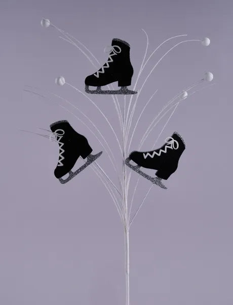 23"L Glitter/Felt Ice Skates Spray-Black-XP019502