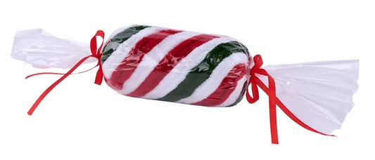 11.375"L x 2.375"Dia Peppermint Stick- White/Red/Emerald Green-XC1169J8