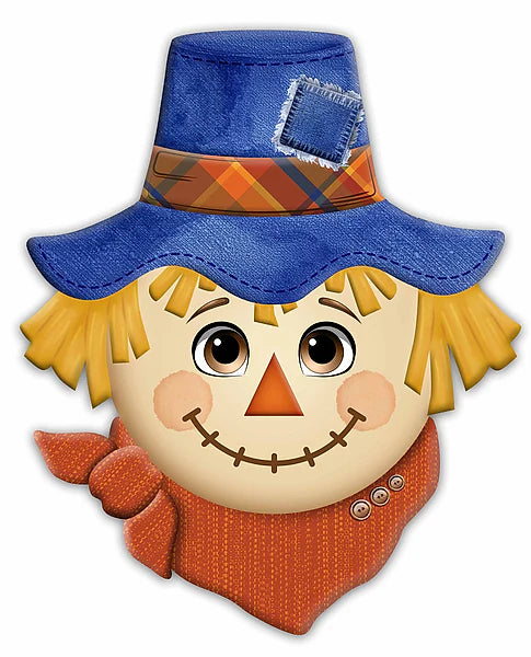 12"H X 10"L SCARECROW W/HAT SIGN- NATURAL/BLUE/ORANGE- MD1901N3