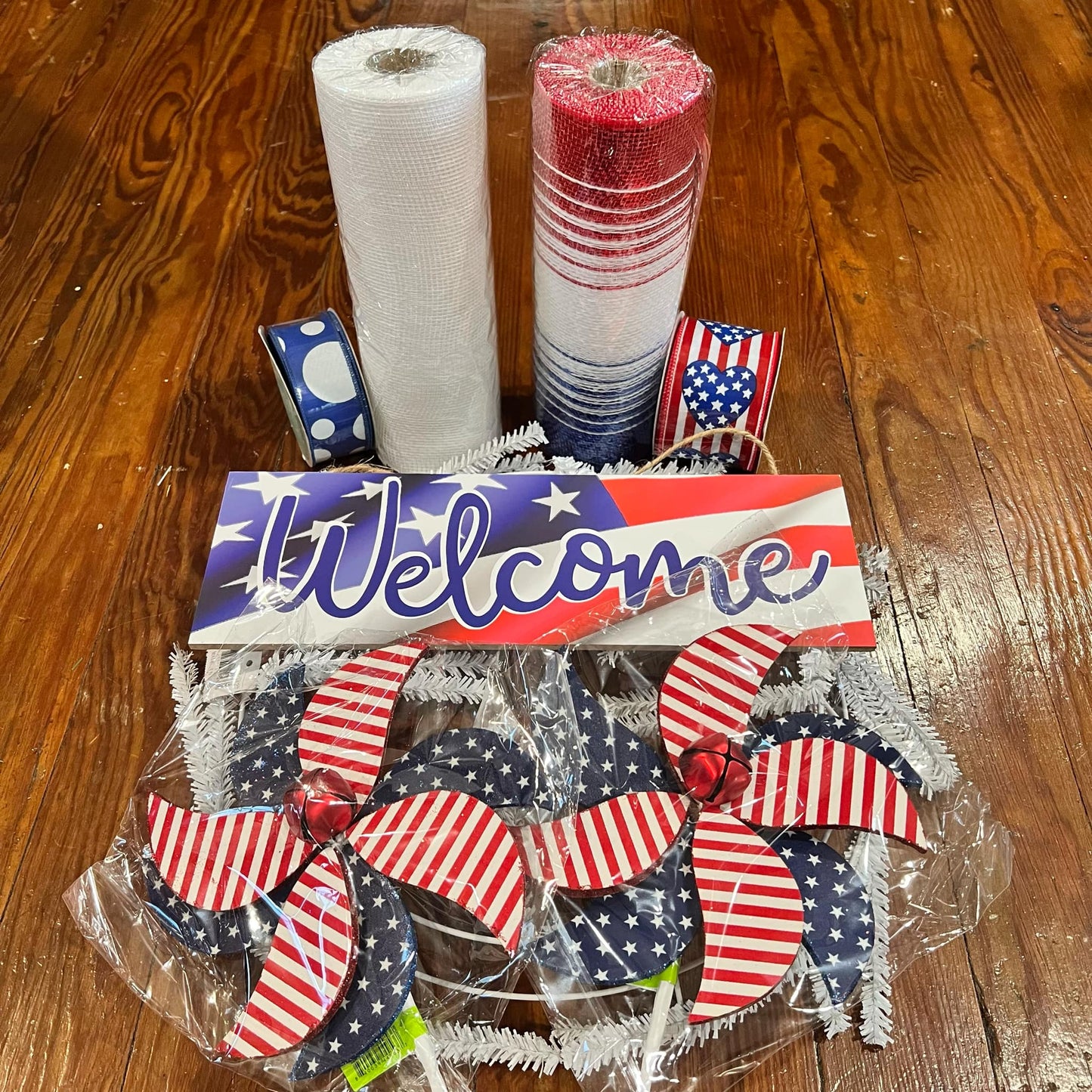 Blooms and Booms: 4th Of July Welcome Elevated Work Form Wreath