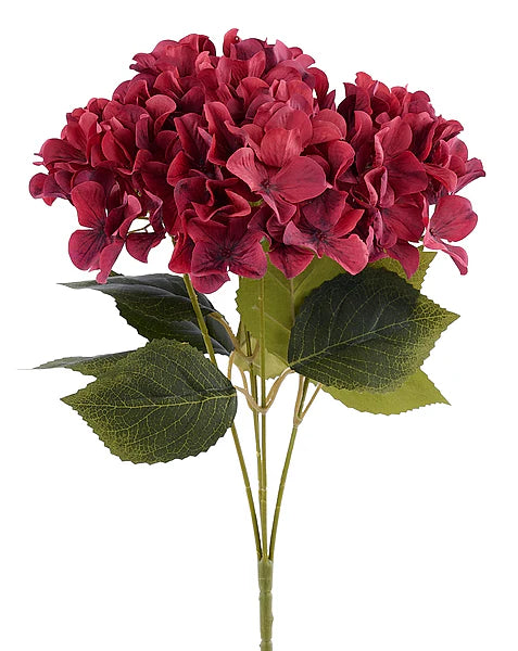 16"L FABRIC HYDRANGEA BUSH X5- TT BURGUNDY- FN175454