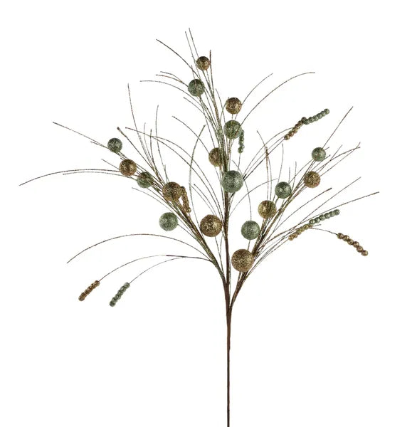 35"L Ball/Monofilament/Bead Spike Spray-Sage Green/Gold-XS1389M7