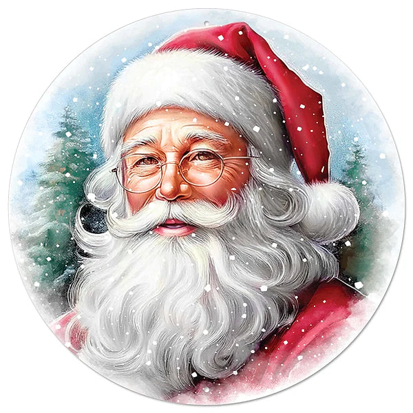 12"DIA SANTA PORTRAIT W/GLASSES- BEIGE/RED/WHITE/LT BLUE- MD167227