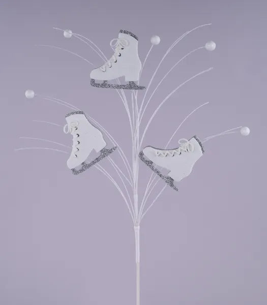 23"L Glitter/Felt Ice Skates Spray-White-XP019527