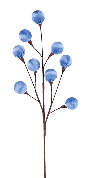 23"L VELVET WRAPPED STYRO BALL SPRAY- SMOKE BLUE- MN059295