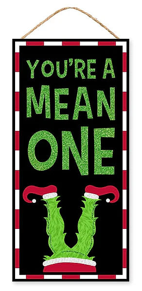 12.5"H X 6"L YOU'RE A MEAN ONE GLITTER- BLACK/LIME/RED/WHITE- AP8976
