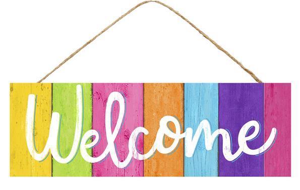 15"L X 5"H WELCOME SIGN-Multi/White-AP801617