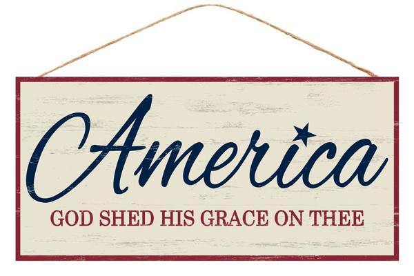 12.5"LX6"H AMERICA GOD SHED HIS GRACE - WHITE/RED/BLUE - AP8159