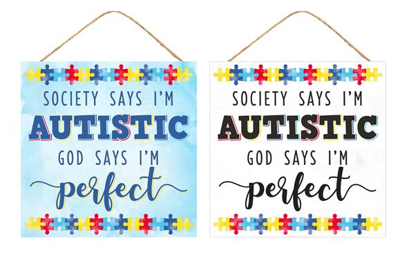 10"SQ PUZZLE PIECE/AUTISTIC SIGN - BLUE/WHITE/MULTI - AP8713
