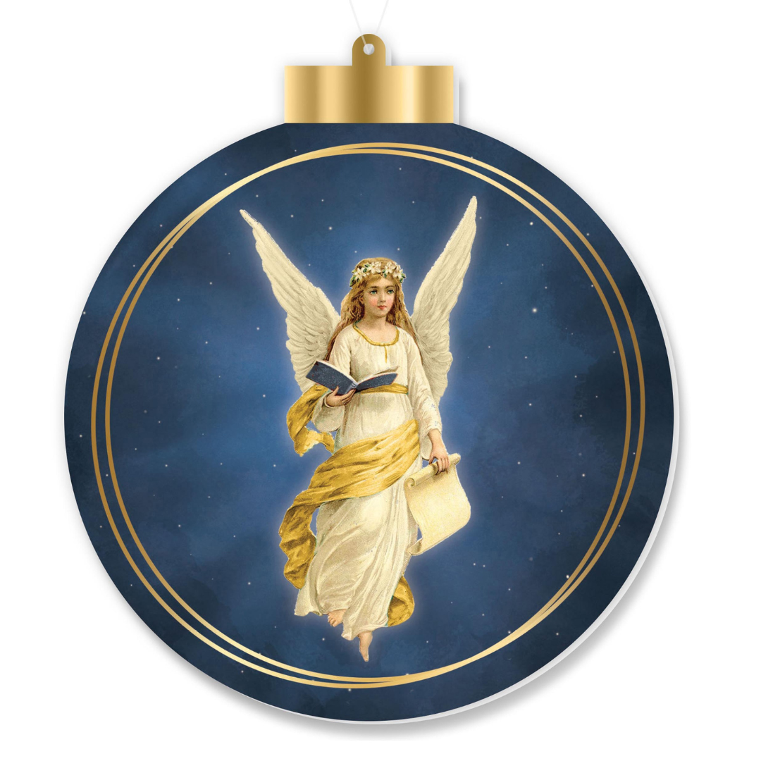 5.5"H DBL-SIDED NATIVITY OR ANGEL ORNAMENT - NAVY/IVORY/TAN/BROWN/GOLD - XJ0083