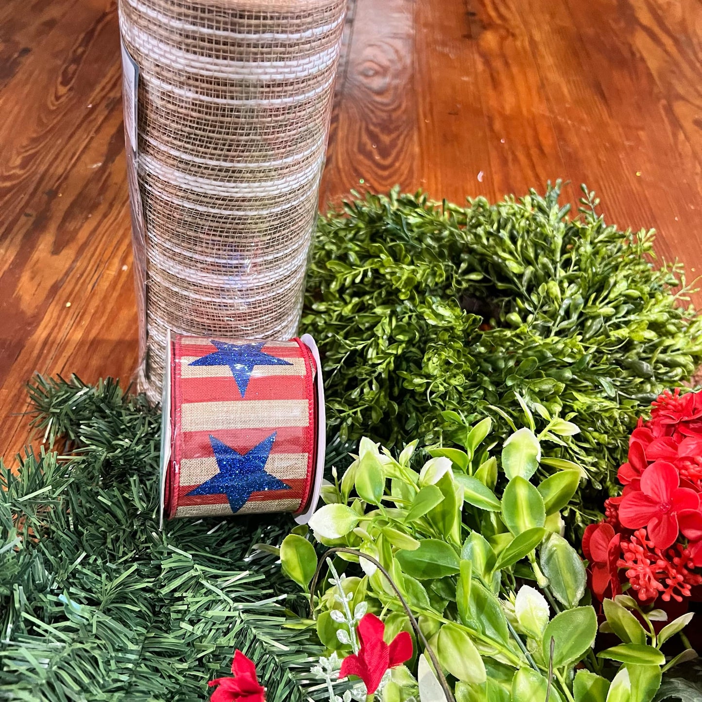 Blooms and Booms: 4th of July Floral Green Swag