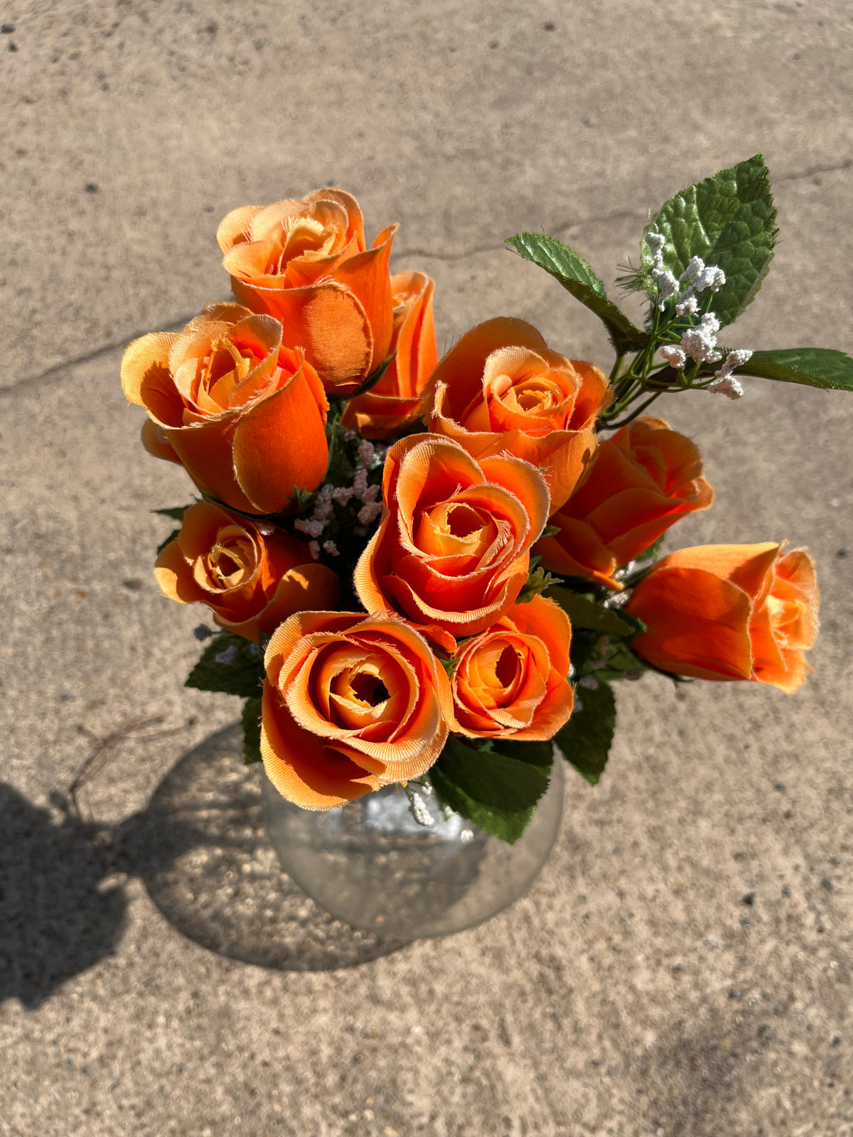 LG. ROSE BUD X 12 W/GYP-ORANGE-45332