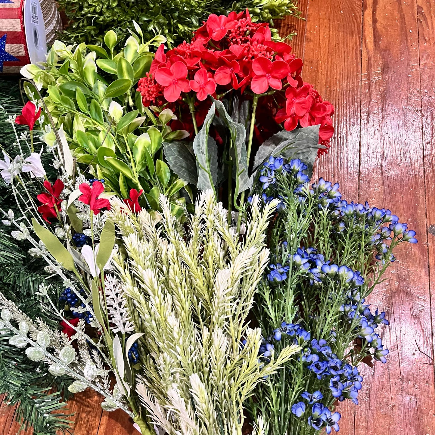 Blooms and Booms: 4th of July Floral Green Swag