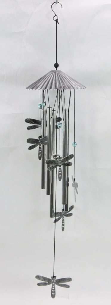 29" DRAGONFLY WIND CHIMES-GMO24157-SILVER