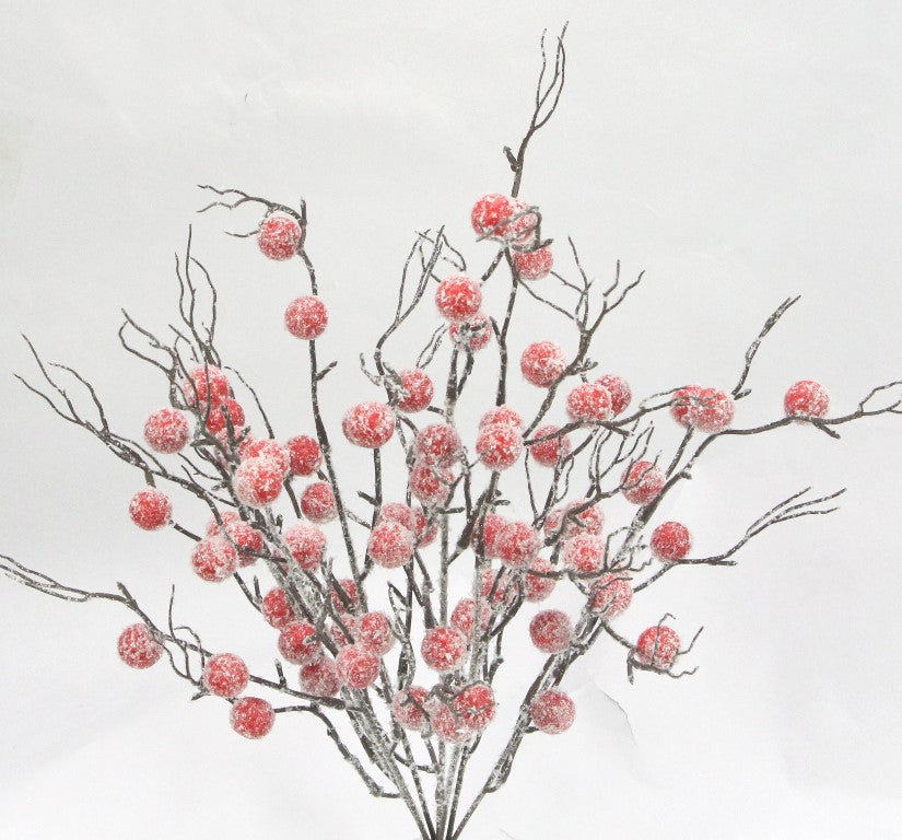 23" FROSTED BERRY TWIGS X 7 - GPB20836 - FROSTED RED