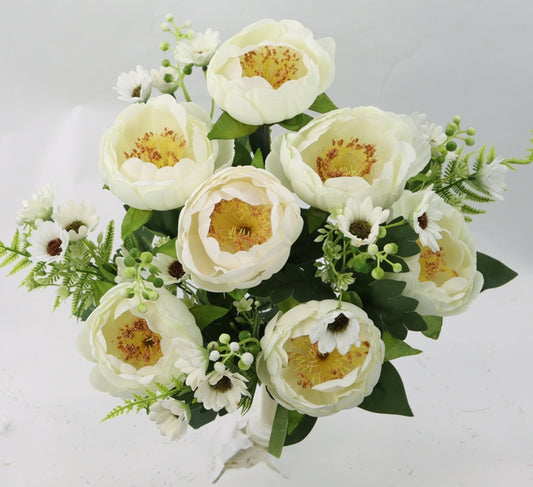 19" PEONY AND DAISY MIXED BUSH-GPB243140-CREAM