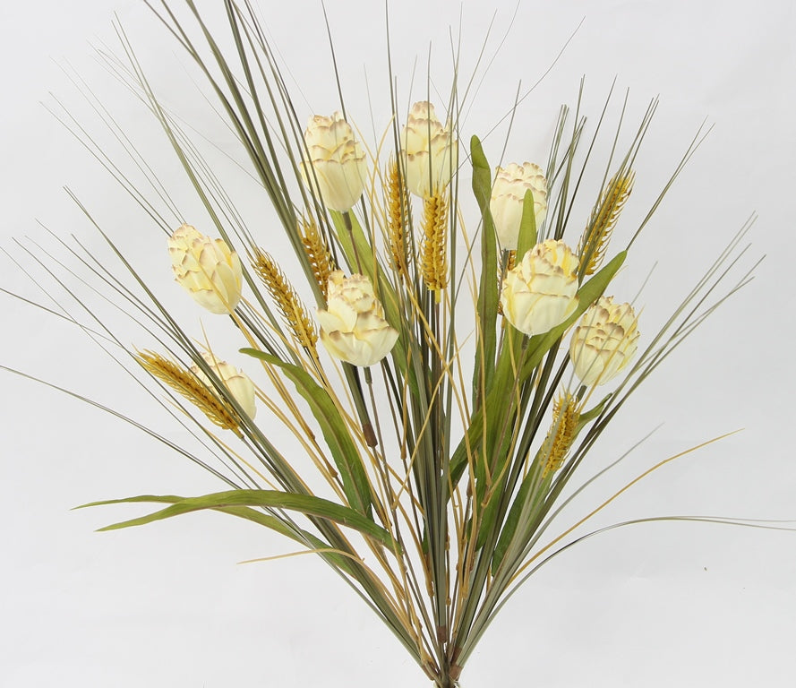 24" CALATHEA And WHEAT MIX BUSH X16 - GPB24409 -I VORY