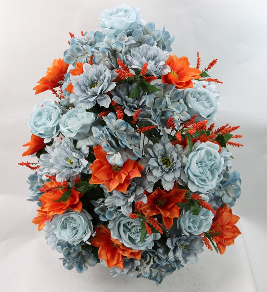 31" ROSE, HYDRANGEA, STAR FLOWER MIX BUSHX72 - GPB25301-DUSTY BL/OR