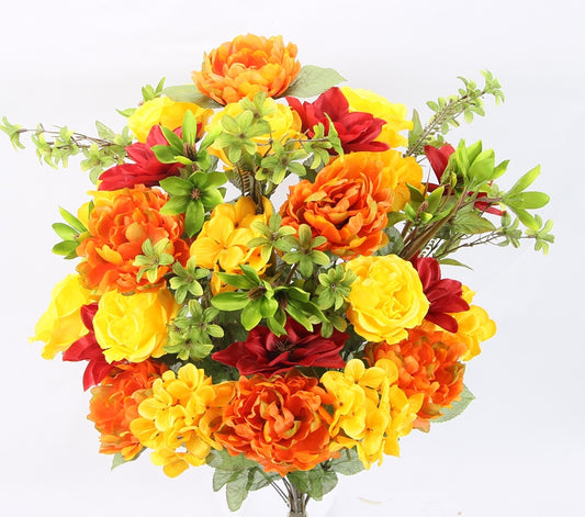 28" PEONY/HYDRA/DAHLIA MIXED BUSHX36 - GPB25302-GD/OR/GN