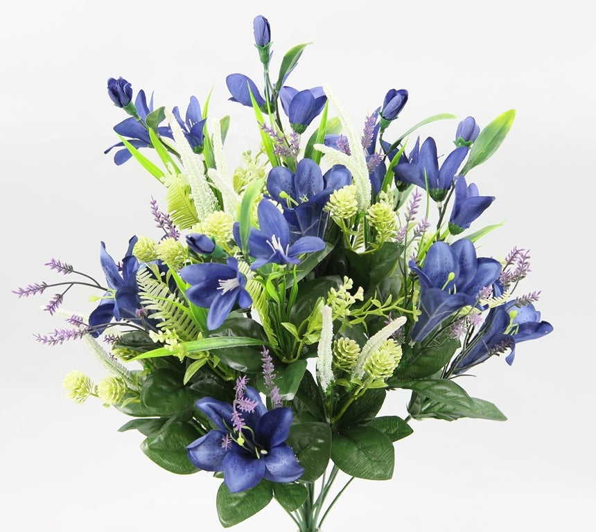 22" LILY W/PLASTIC FILLER MIXED BUSH X 18 - GPB253128-BLUE
