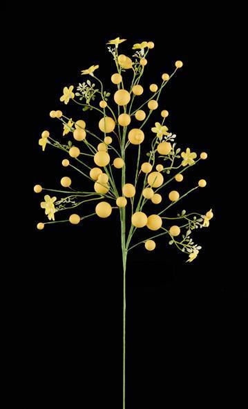 26"L YELLOW EGG, BERRY and FLOWER SPRAY - HE421129