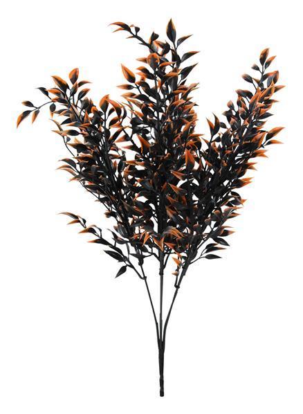 17.25"L BLACK/ORANGE PLASTIC LEAF BUSH X7 - HH129842