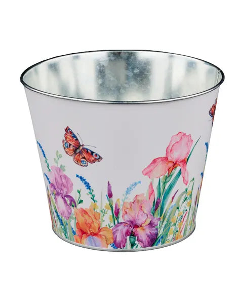 6.75"DIA IRIS/BUTTERFLY POT COVER-WHT/LVNDR/PINK/ORANGE-KE2678