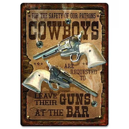 Safety Cowboys 12 x 17" Tin Metal Sign-2667