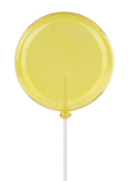 100Mm Clear Yellow Lollipop W/Stick, 9.75"Oal- XC116229