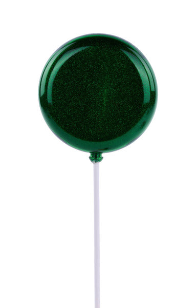 120Mm Emerald Green Glitter Lollipop W/Stick, 11.75"Oal-xc120606