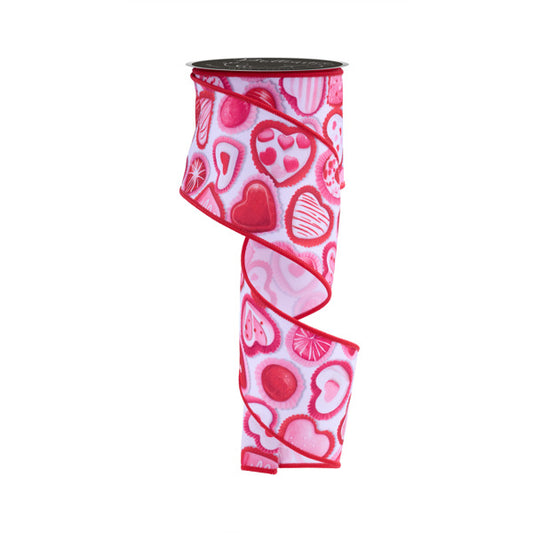 D'LUX - 2.5"X10YD VALENTINE CANDIES - RED, PINK AND WHITE - LS1012Y1