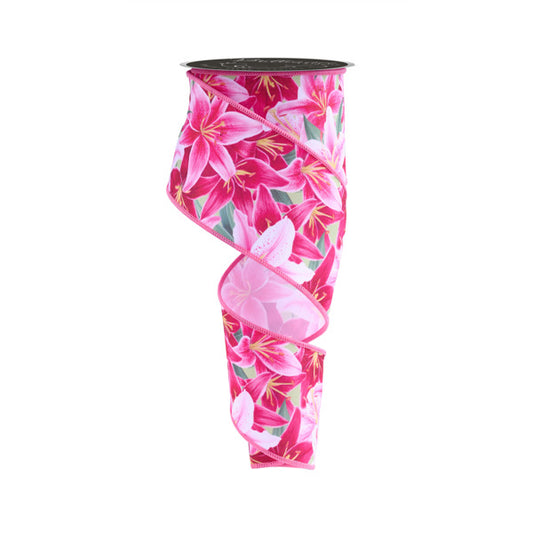 2.5"X10YD D'LUX LILIES - MULTI PINK/GREEN/YELLOW - LS104322