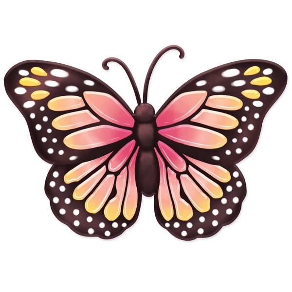 12"LX8.3"H METAL/EMBOSSED MONARCH-DARK BROWN,YELLOW,PEACH,PINK-MD0798F9