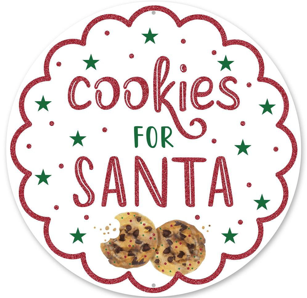 12"DIA GLITTER COOKIES FOR SANTA SIGN - WHITE/RED/GREEN/BROWN - MD0808