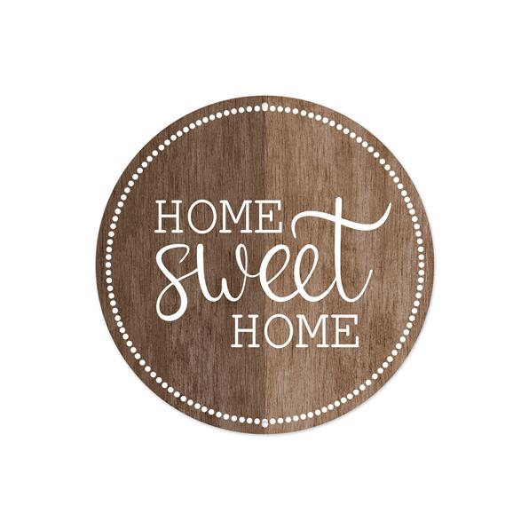 8"DIA METAL HOME SWEET HOME SIGN - BROWN/LT BROWN/WHITE - MD0955