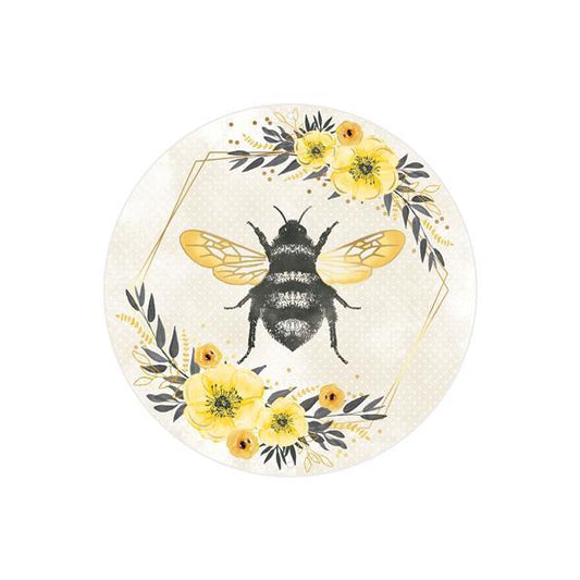 8"DIA METAL/FOIL BEE W/FLORALS SIGN - MD1117