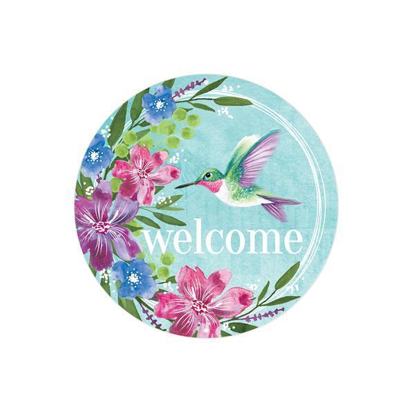 8"DIA METAL HUMMINGBIRD W/FLORALS SIGN - MD1120