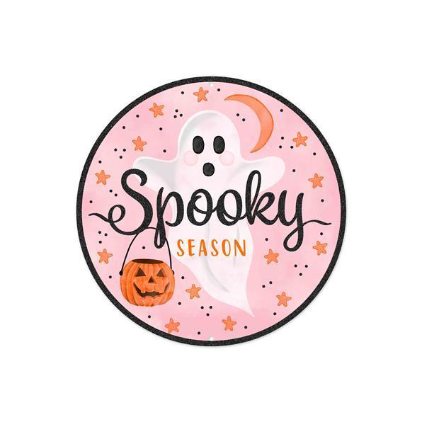 8"DIA METAL/GLITTER SPOOKY GHOST SIGN - MD1184