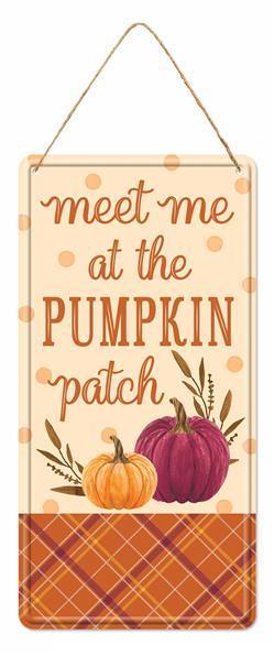 12"H TIN MEET ME AT PUMPKIN PATCH SIGN - MD1219