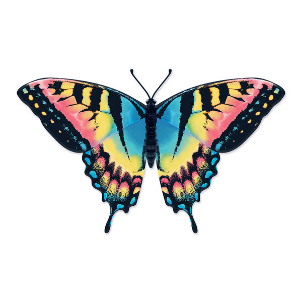 13.5"L METAL EMBOSSED BUTTERFLY SIGN - BLUE, PINK, YELLOW, BLACK - MD1363H1